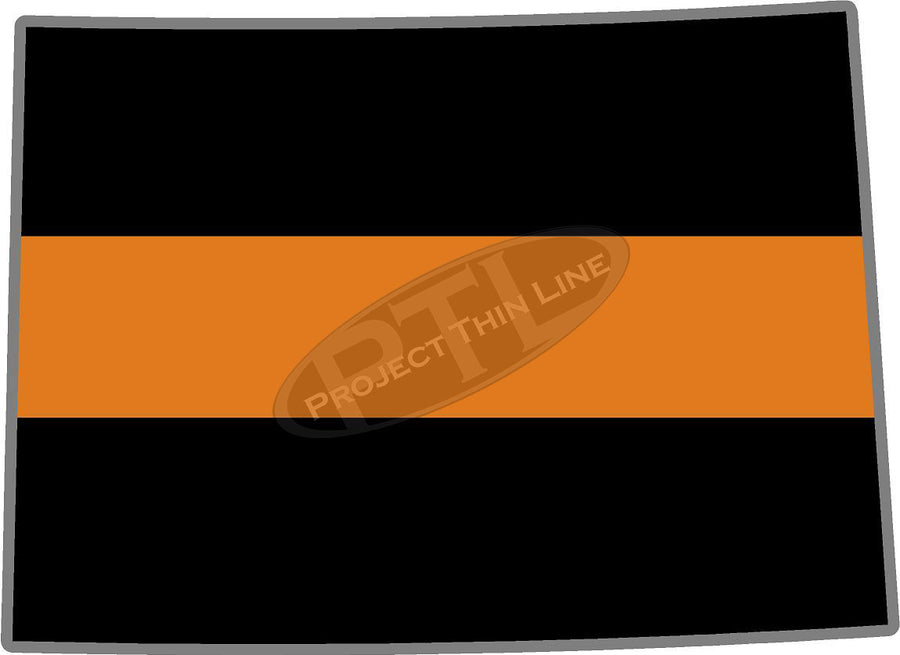 5" Colorado CO Thin Orange Line Black State Shape Sticker