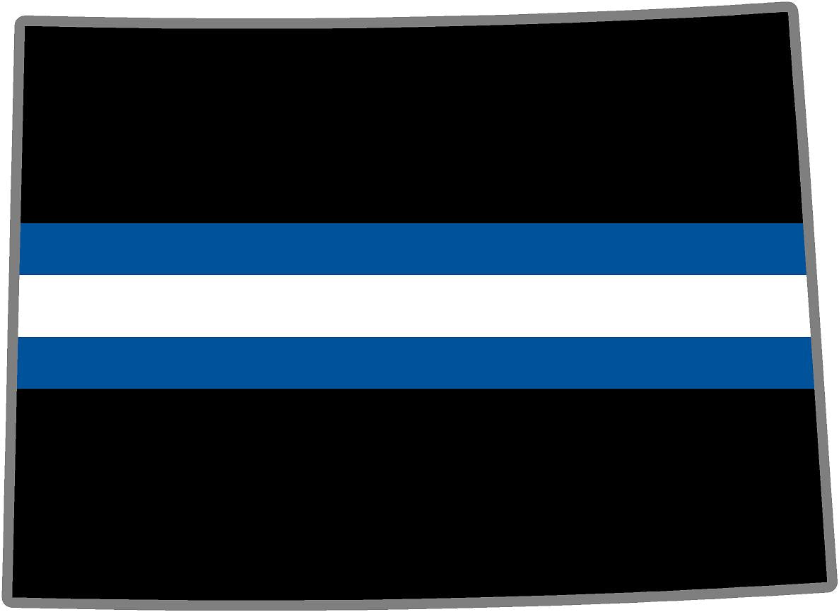 5" Colorado CO Thin BLUE WHITE Line Black State Shape Sticker