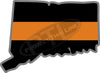 5" Connecticut CT Thin Orange Line Black State Shape Sticker