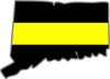 5" Connecticut CT Thin YELLOW Line Black State Shape Sticker