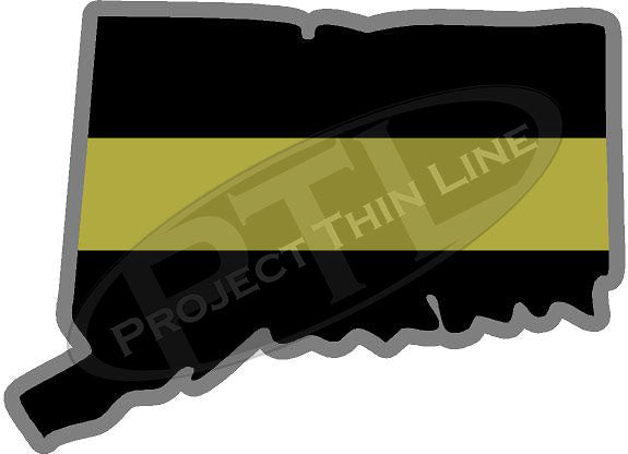 5" Connecticut CT Thin Gold Line State Sticker Decal