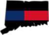 5" Connecticut CT Thin Blue / Red Line Black State Shape Sticker