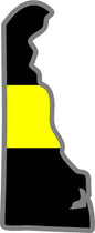 5" Delaware DE Thin YELLOW Line Black State Shape Sticker