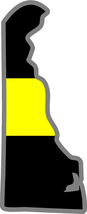 5" Delaware DE Thin YELLOW Line Black State Shape Sticker