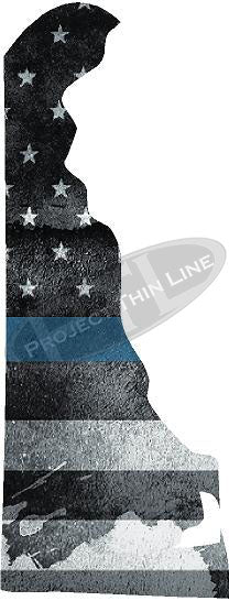 5" Delaware DE Tattered Thin Blue Line State Sticker Decal
