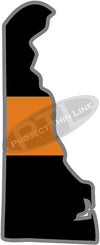 5" Delaware DE Thin Orange Line Black State Shape Sticker