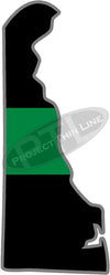 5" Delaware DE Thin Green Line Black State Shape Sticker
