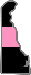 5" Delaware DE Thin Pink Line Black State Shape Sticker