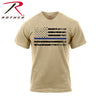 Rothco Thin Blue Line T-Shirt Desert Sand Short Sleeve w Tattered Flag