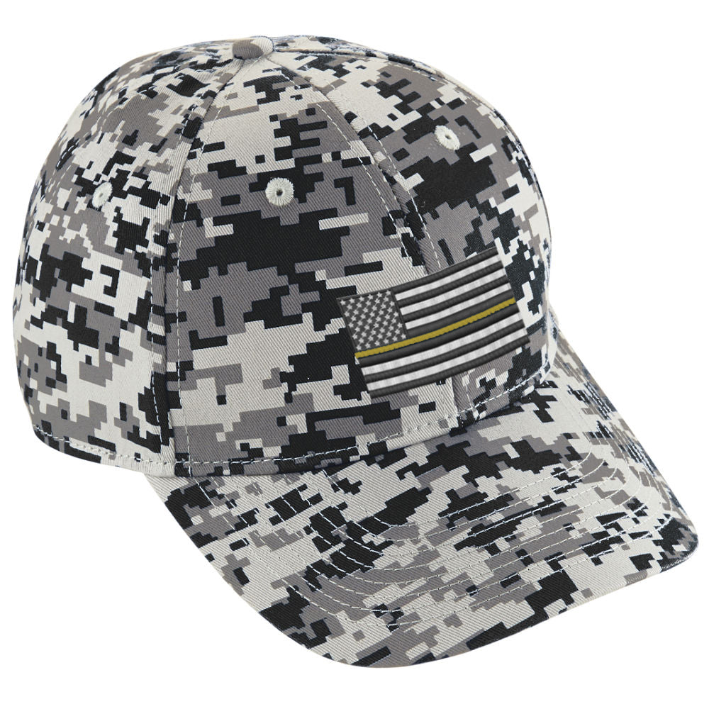 Embroidered Thin GOLD Line American Flag Digital Camouflage Hat