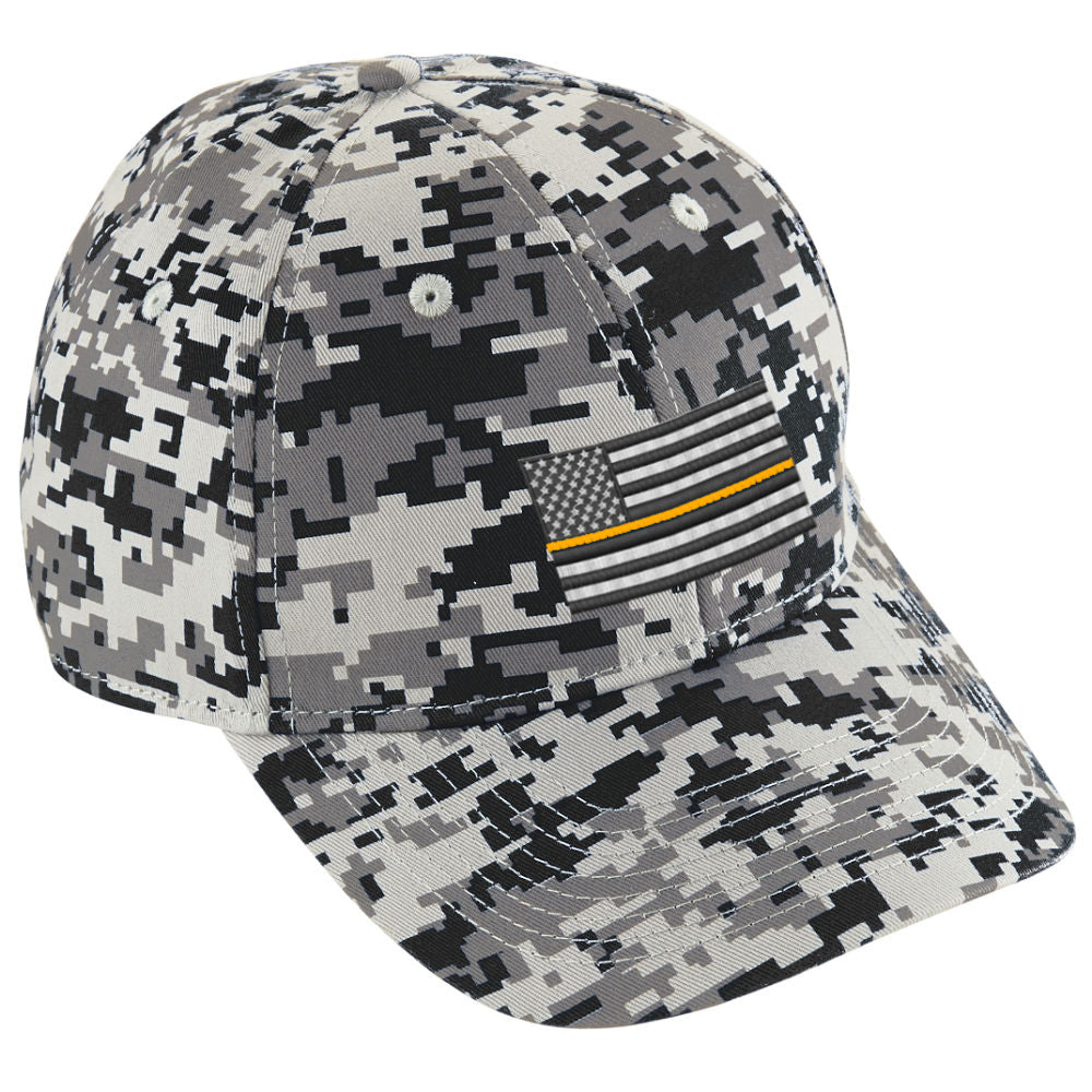 Embroidered Thin ORANGE Line American Flag Digital Camo Hat