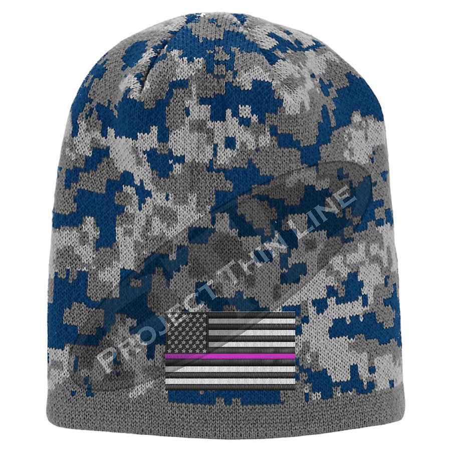 Camouflage Thin PINK Line American FLAG Skull Cap