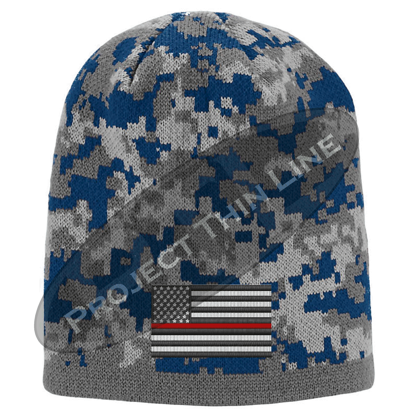 Blue Camo subdued Thin Red Line American Flag