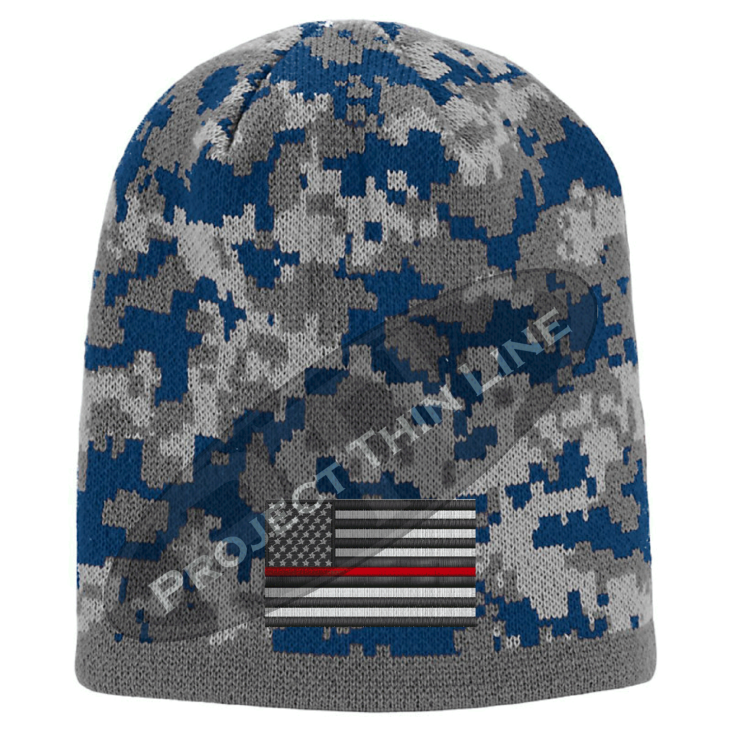 Blue Camo subdued Thin Red Line American Flag