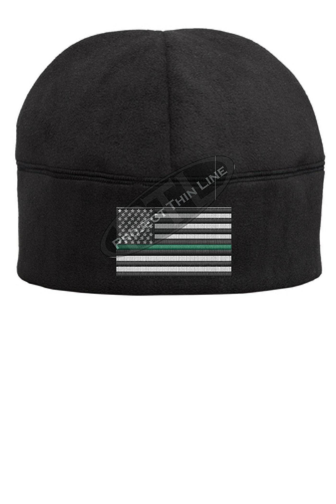 Thin GREEN Line Flag Fleece Beanie