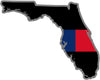 5" Florida FL Thin Blue / Red Line Black State Shape Sticker