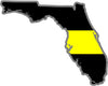 5" Florida FL Thin Yellow Line Black State Shape Sticker
