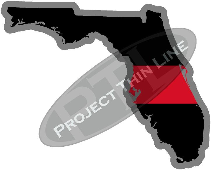 5" Florida FL Thin Red Line State Sticker Decal