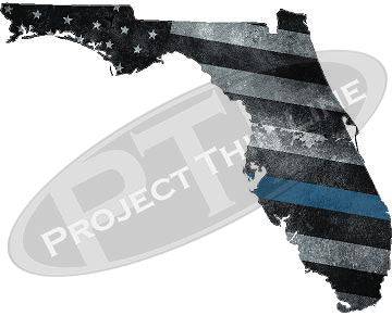 5" Florida FL Tattered Thin Blue Line State Sticker Decal