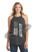 Tattered Thin GREEN Line American Flag Rocker Tank Top - FRONT