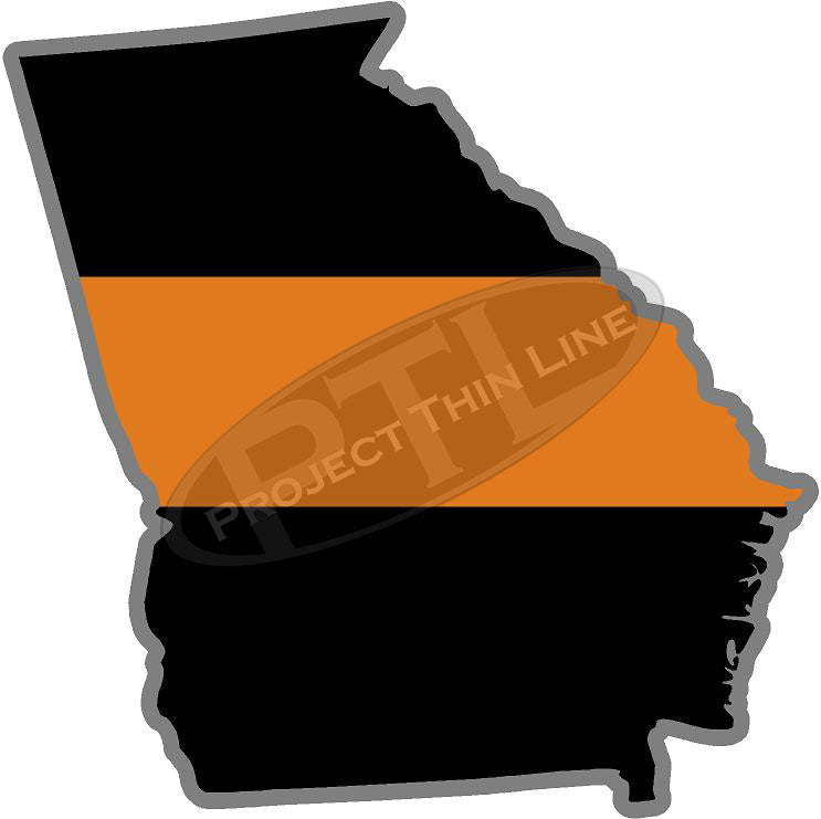 5" Georgia GA Thin Orange Line Black State Shape Sticker