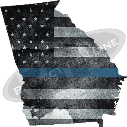 5" Georgia GA Tattered Thin Blue Line State Sticker Decal