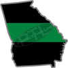 5" Georgia GA Thin Green Line Black State Shape Sticker