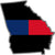5" Georgia GA Thin Blue / Red Line Black State Shape Sticker