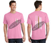 Pink Thin GOLD Line Tattered American Flag Short Sleeve Shirt