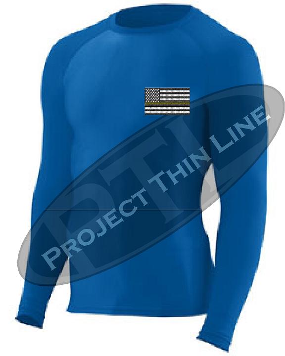 Royal Long Sleeve Compression embroidered Thin YELLOW  Line Subdued American Flag