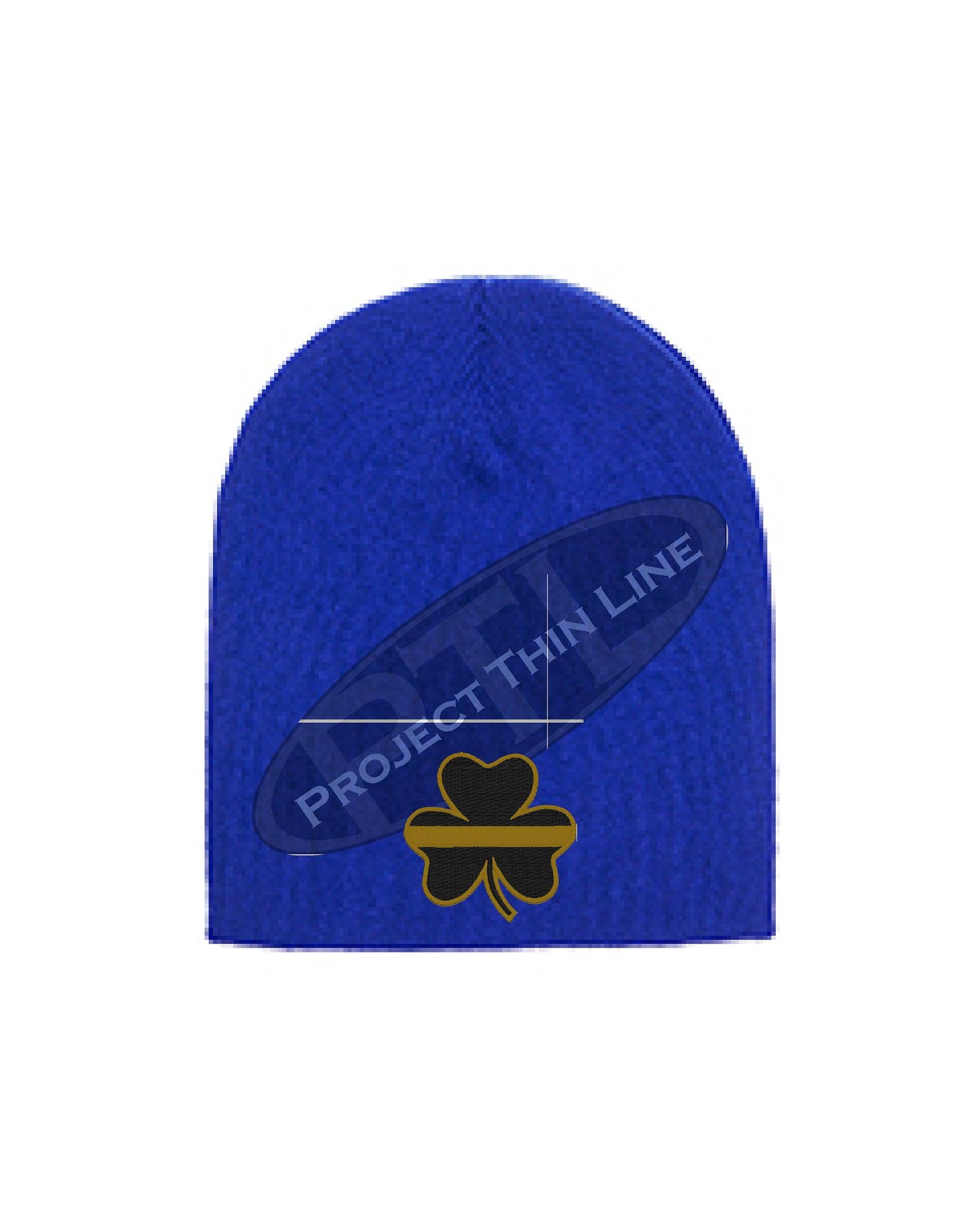 Embroidered Thin Gold Line Shamrock Skull Cap