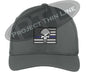 Embroidered Thin Blue American Flag - Skull Flex Fit Fitted TRUCKER Hat