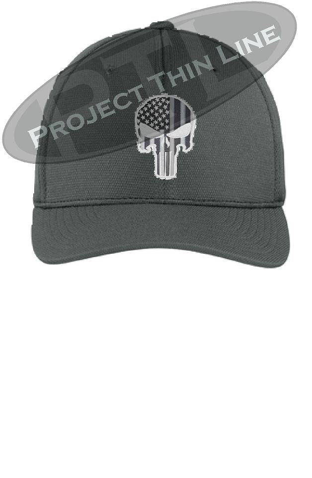 Subdued Punisher Skull American Flag Flex Fit Baseball Hat