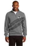 Grey Thin ORANGE Line Punisher Skull 1/4 Zip Fleece Sweatshirt