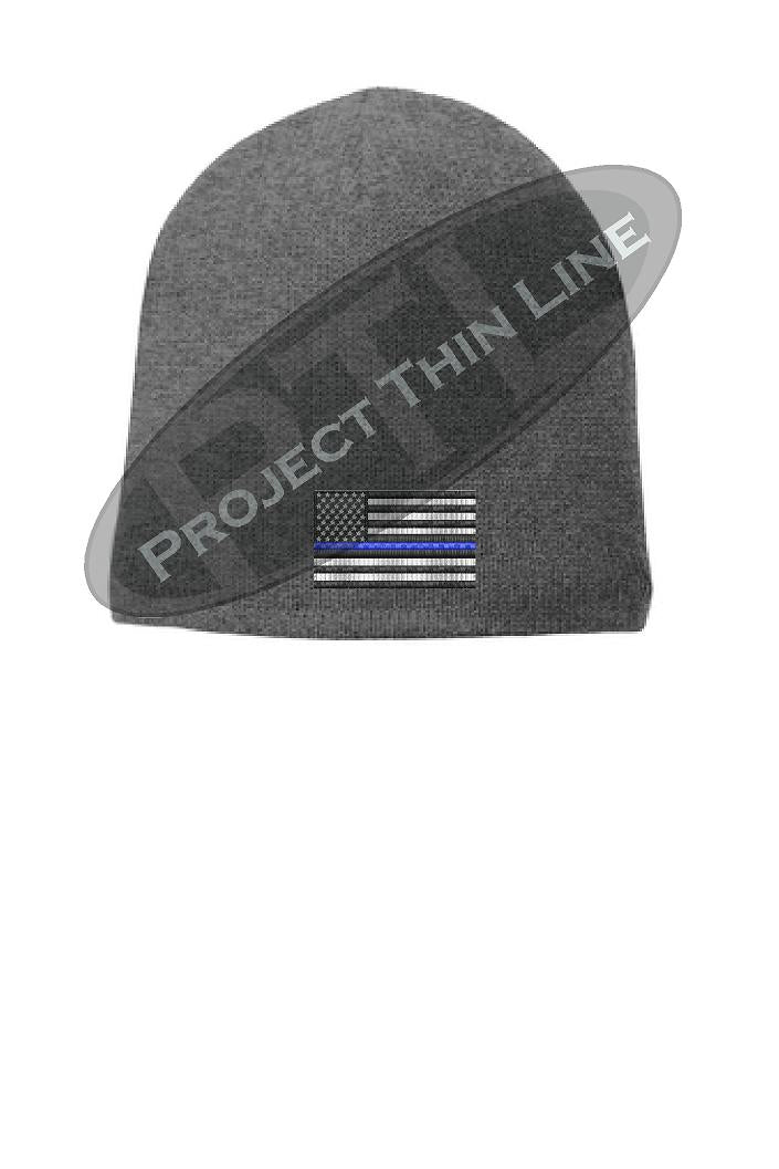 Thin BLUE Line American FLAG Skull Cap
