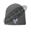 Grey Thin BLUE Line Punisher Skull Slouch Beanie Hat