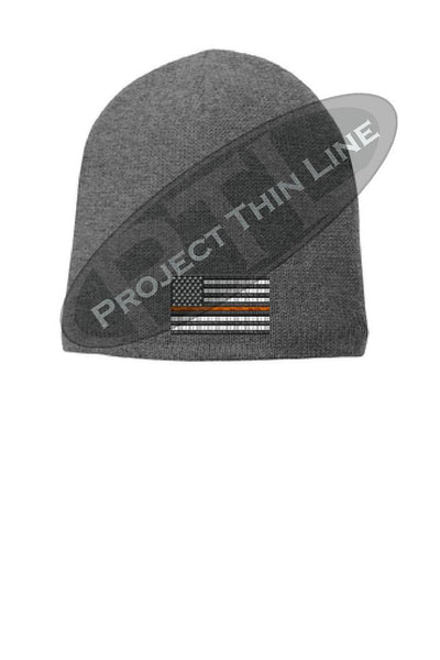 Grey Thin ORANGE Line FLAG Slouch Beanie Hat