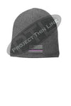 Grey Thin PINK Line FLAG Slouch Beanie Hat