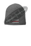 Grey Thin RED Line Flag Slouch Beanie Hat