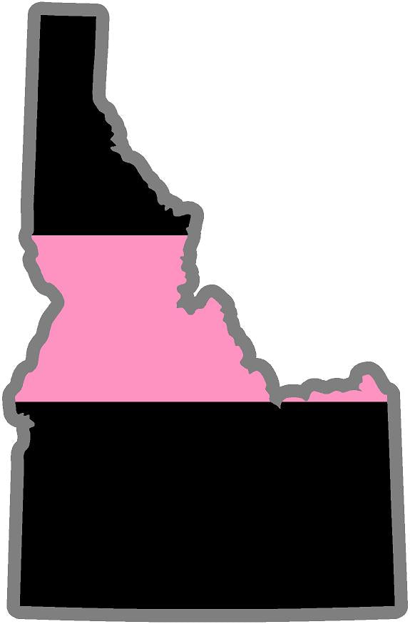 5" Idaho ID Thin Pink Line Black State Shape Sticker