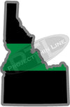 5" Idaho ID Thin Green Line Black State Shape Sticker