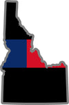 5" Idaho ID Thin Blue / Red Line Black State Shape Sticker