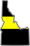 5" Idaho ID Thin Yellow Line Black State Shape Sticker