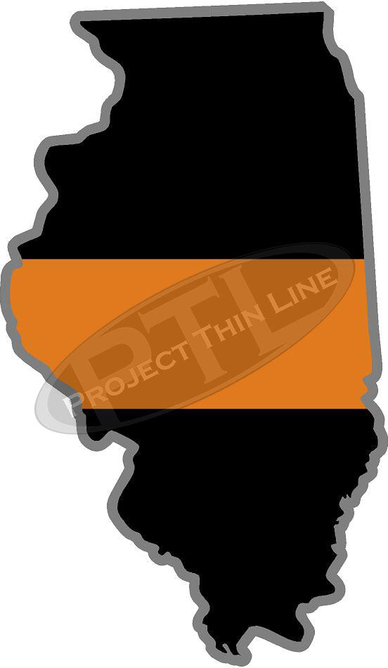 5" Illinois IL Thin Orange Line Black State Shape Sticker