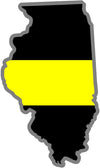 5" Illinois IL Thin Yellow Line Black State Shape Sticker