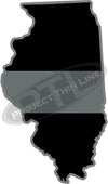 5" Illinois IL Thin Silver Line Black State Shape Sticker