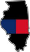 5" Illinois IL Thin Blue / Red Line Black State Shape Sticker