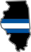 5" Illinois IL Thin Blue White Line Black State Shape Sticker