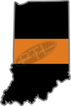 5" Indiana IN Thin Orange Line Black State Shape Sticker