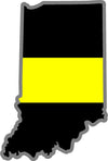 5" Indiana IN Thin Yellow Line Black State Shape Sticker